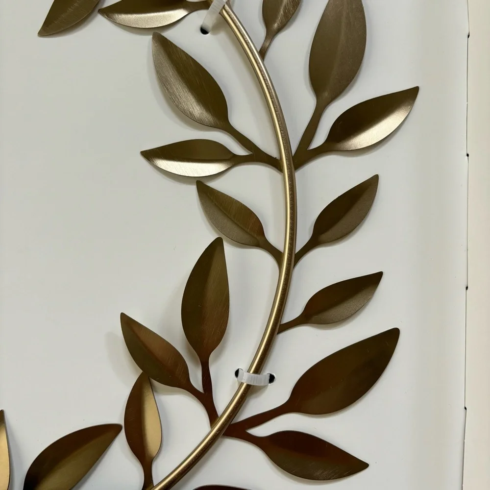Hearth & Hand with Magnolia Decorative Brass Leaf Christmas Wreath Velvet Bow